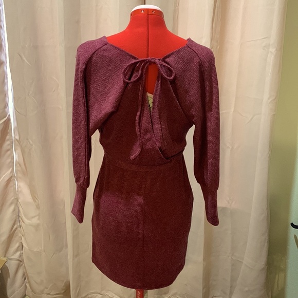 Sweater mini dress sz S, wrap front, tie back. NWT - Picture 2 of 3
